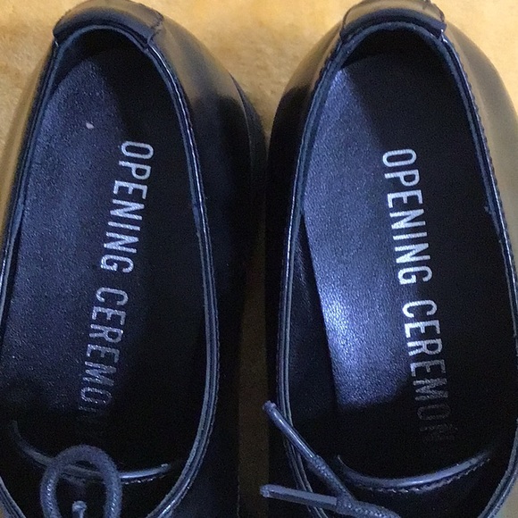 ๐ OPENING CEREMONY Leather Lace Up Oxford Platform Shoes Black - Picture 3 of 9